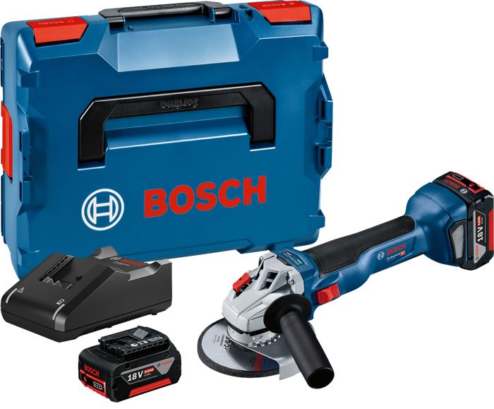 Smerigliatrice angolare BOSCH PROFESSIONAL GWS 18V-10 + 2 batterie 4,0Ah + GAL 18V-40 + L-BOXX