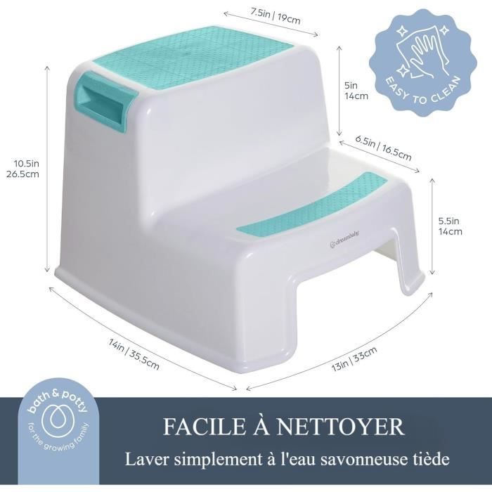 Sgabello - DREAMBABY - 2 UP - Antiscivolo e strutturato - Fino a 80 kg per bambini e adulti - Acqua