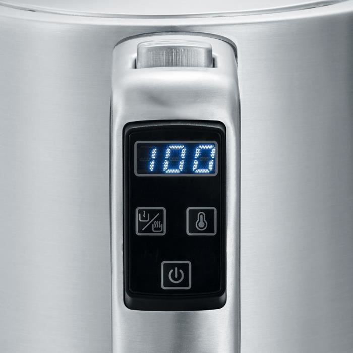 SEVERIN WK3418 Bollitore 1,7 L con temperatura regolabile fino a 100  C, incrementi di 5  C, display LCD, senza bisfenolo A, base 360 , acciaio inossidabile