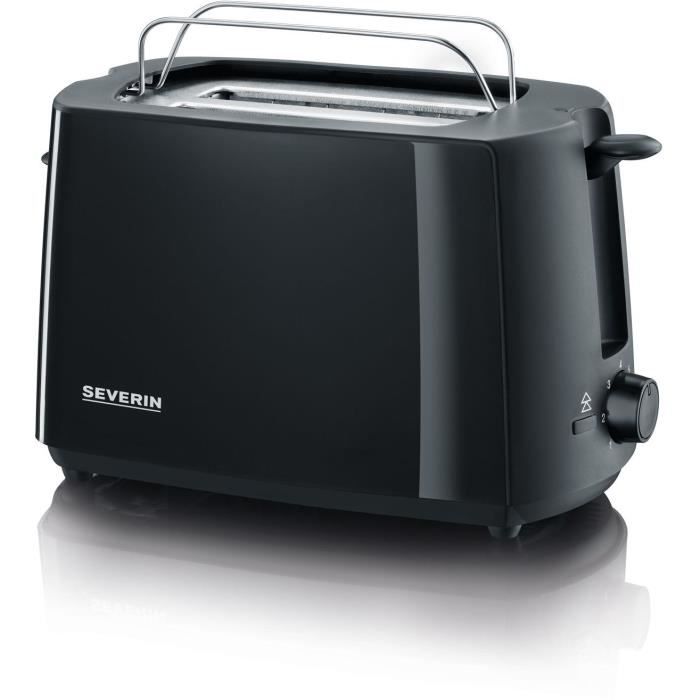 Severin AT2287 Grille-Pain 700 W, fino a 2 fette, grado di doratura regolabile, supporto per pasticcini, espulsione automatica, nero