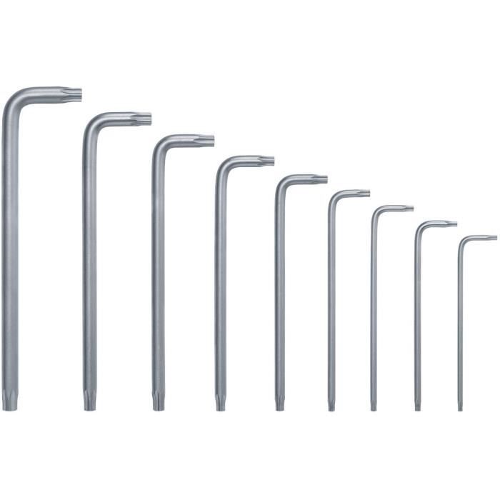 Set di chiavi Torx Bosch da 9 pezzi (chiavi multiple in acciaio S2 TX8-TX40, superficie antiruggine sul lato lungo, barra di stoccaggio)