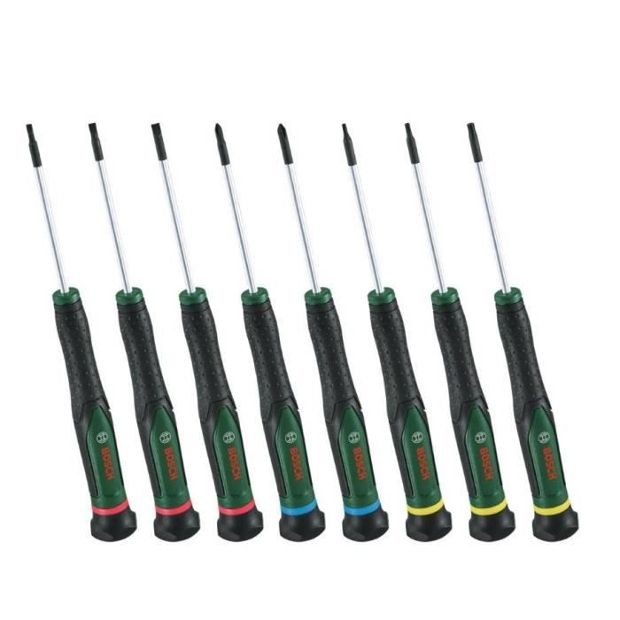 Set di cacciaviti Bosch da 8 pezzi (per fai da te/modellismo/artigianato, punte precise e magnetiche PH/TX/HEX/Slotted)