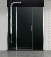 Box doccia frontale OPEN fisso + porta battente + fisso 110 cm (20+70+20) cromo trasparente