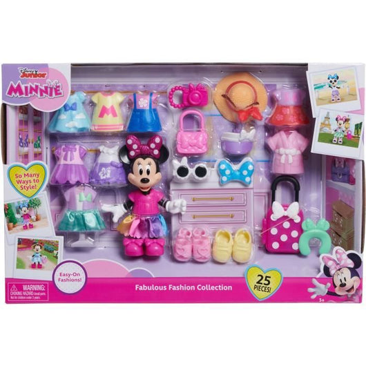 Scatola per bambole - DISNEY MINNIE MOUSE - Scatola di moda - Bambola Minnie 15 cm, 25 pezzi di moda e accessori