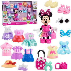 Scatola per bambole - DISNEY MINNIE MOUSE - Scatola di moda - Bambola Minnie 15 cm, 25 pezzi di moda e accessori