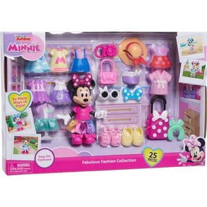 Scatola per bambole - DISNEY MINNIE MOUSE - Scatola di moda - Bambola Minnie 15 cm, 25 pezzi di moda e accessori