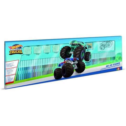 Scatola da colorare - MULTIPRINT - 18143 - 60 pennarelli 4 timbri Hot Wheels