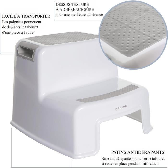 Scaletta - DREAMBABY - 2 Up - Antiscivolo e strutturato - Fino a 80 kg per bambini e adulti - Grigio