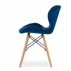 Set da tavolo rotondo bianco VALORA KOVA con 4 sedie WAKO blu navy