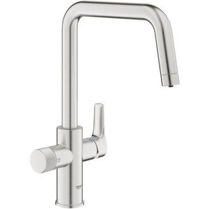 Rubinetto cucina con filtro - Supersteel - Filtrazione acqua - Bocca alta a U - Rotazione 150 - GROHE Blue Pure Start - 30595DC0