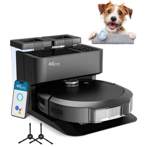 Robot aspirapolvere e scopa connesso con base svuotante EZICLEAN All-in-one Z10 Plus - 240 min - 6000 pa - 180 m - 1,5 L