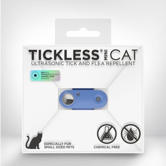 Repellente per gatti ad ultrasuoni - TICKLESS MINI CAT - Protezione contro zecche e pulci - Blu greco