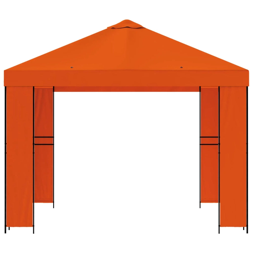 Gazebo | Pergolato 3 x 3 m Arancione Poliestere e Acciaio 190 gsm