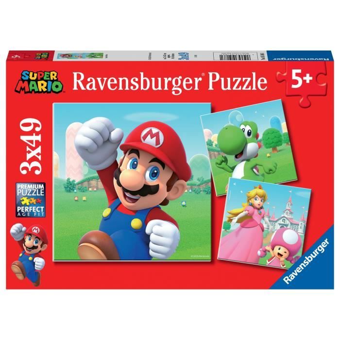 Ravensburger-SUPER MARIO-Puzzle 3x49 pezzi - Super Mario-4005556051861-Dai 5 anni in su