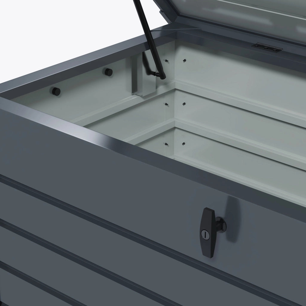 Baule da Esterno da 311L con Serratura e 2 Maniglie 120x62x66 cm in Acciaio Zincato Grigio Scuro