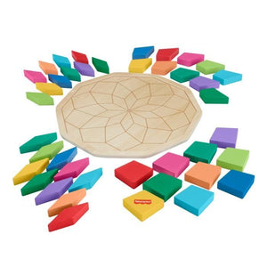 Puzzle mandala in legno Fisher-Price-Puzzle con motivi geometrici da 40 pezzi HXT94