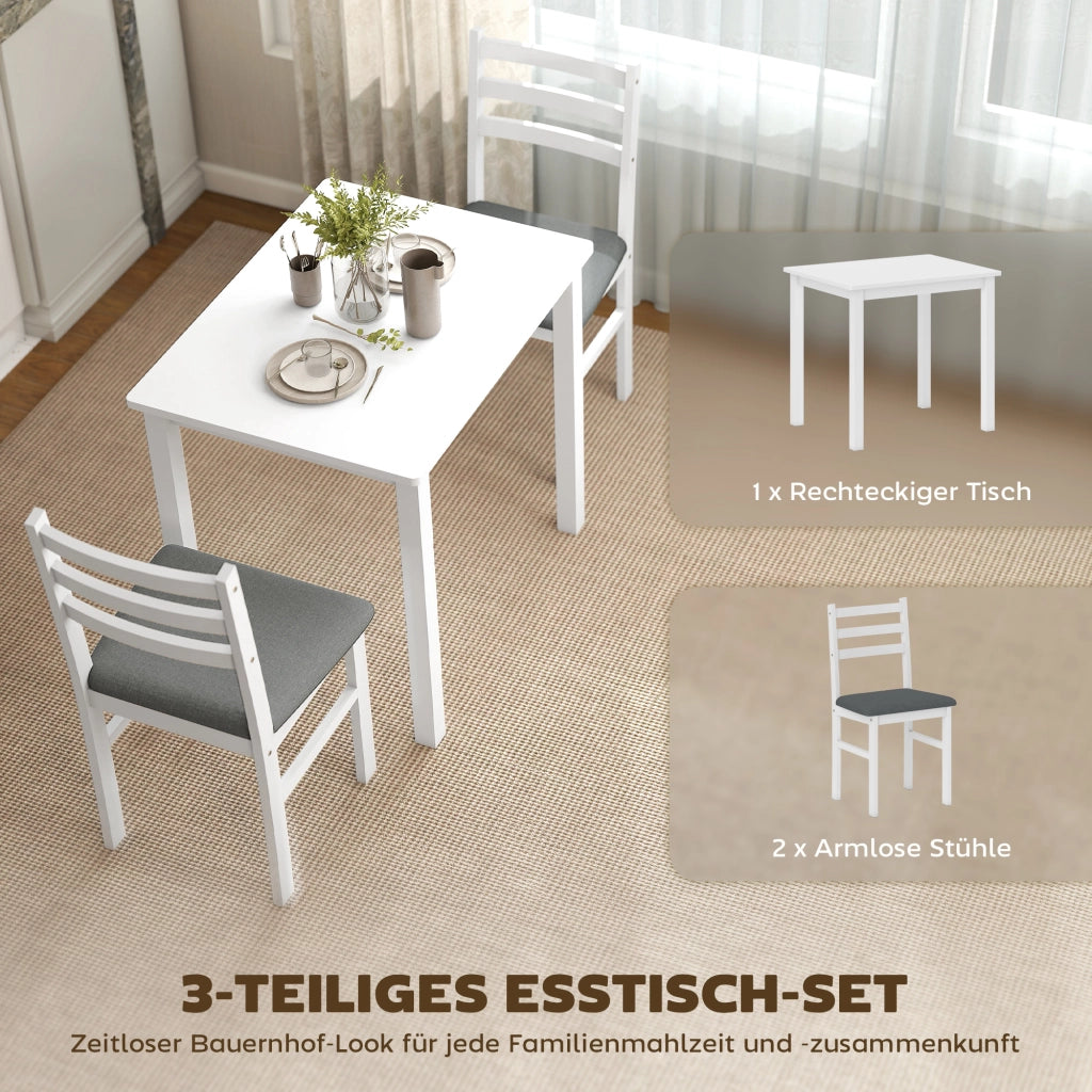 Set tavolo da pranzo con 2 sedie imbottite ¨C Xylo ¨C MDF bianco salvaspazio