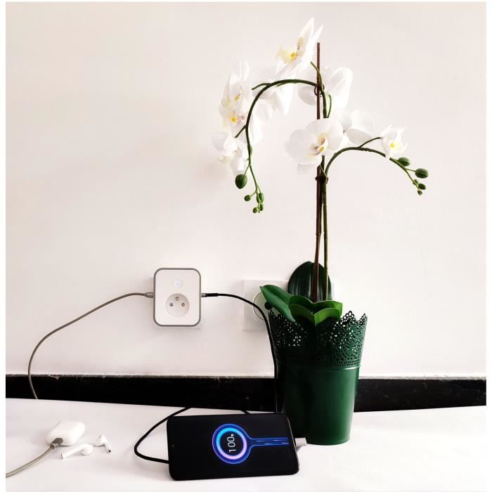 Presa connessa - KONYKS - Priska - USB FR - Wifi + Bt - 16 A con 2 prese USB-A - Misuratore di consumo - Compatibile Alexa / Google Home