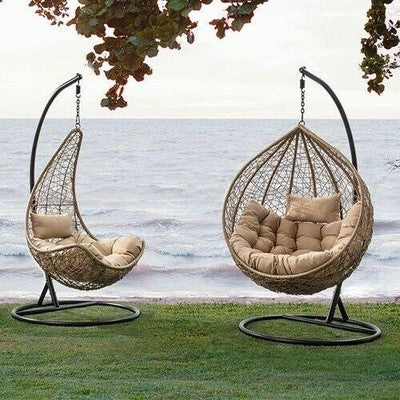 POLTRONA DONDOLO sospesa da giardino in rattan con cuscino 95X195H relax