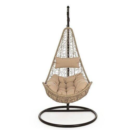 POLTRONA DONDOLO sospesa da giardino in rattan con cuscino 95X195H relax