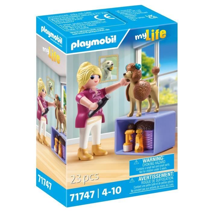 PLAYMOBIL 71747 Toelettatore con barboncino e accessori, My Life, 23 pezzi, dai 4 anni in su