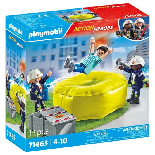 PLAYMOBIL 71465 Pompieri con cuscino di salvataggio - Action Heroes - Pompieri - Dai 4 anni in su