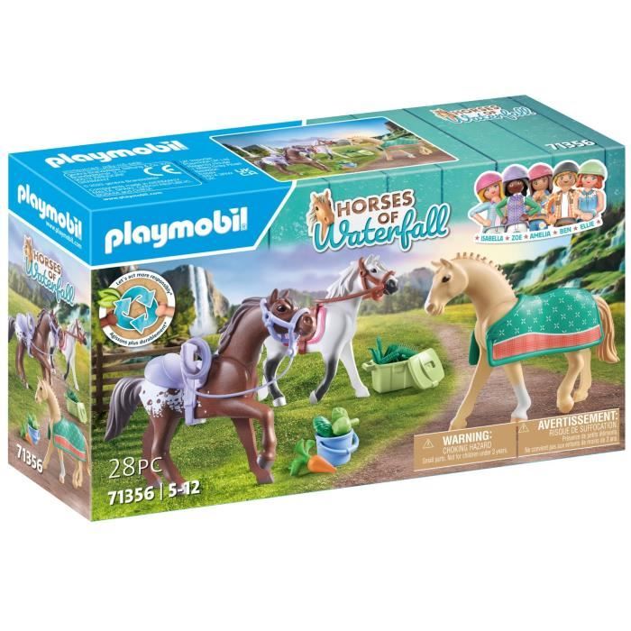 PLAYMOBIL 71356 3 cavalli Morgan, Quarter Horse e Shagya - Cavalli della cascata - Dai 5 anni in su
