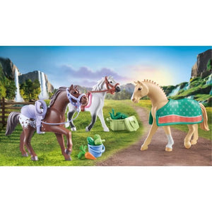 PLAYMOBIL 71356 3 cavalli Morgan, Quarter Horse e Shagya - Cavalli della cascata - Dai 5 anni in su