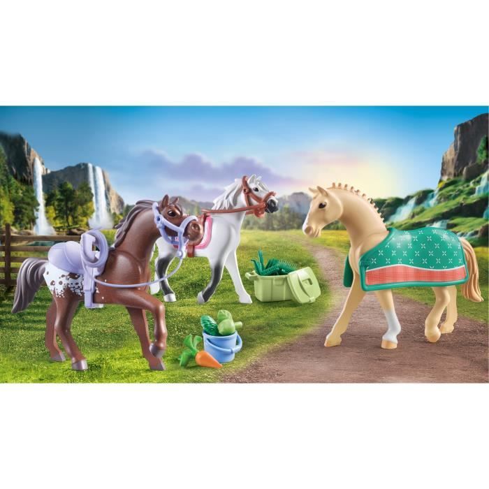 PLAYMOBIL 71356 3 cavalli Morgan, Quarter Horse e Shagya - Cavalli della cascata - Dai 5 anni in su