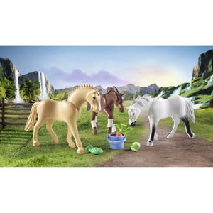 PLAYMOBIL 71356 3 cavalli Morgan, Quarter Horse e Shagya - Cavalli della cascata - Dai 5 anni in su
