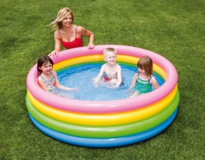 PISCINA GONFIABILE BIMBI TONDA ARCOBALENO INTEX CM. 168x46H