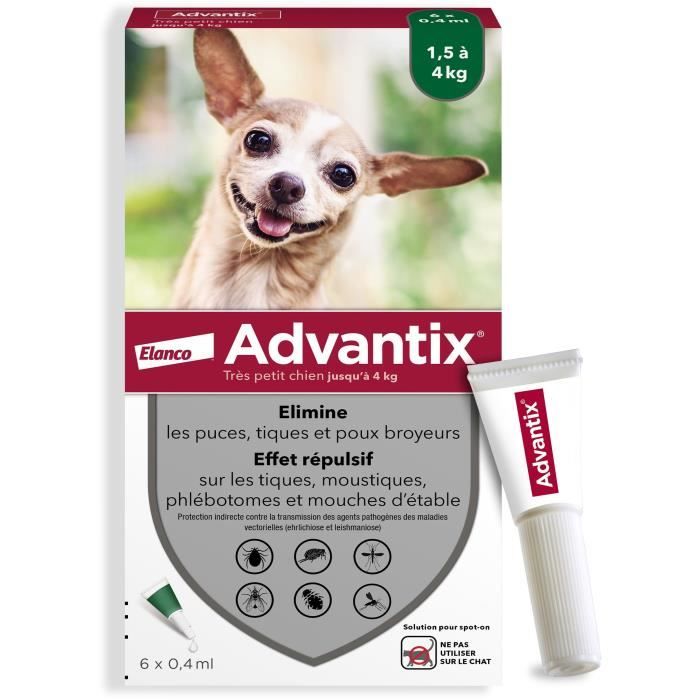 Pipette antiparassitarie ADVANTIX 6 - Per cani molto piccoli da 1,5 a 4 kg