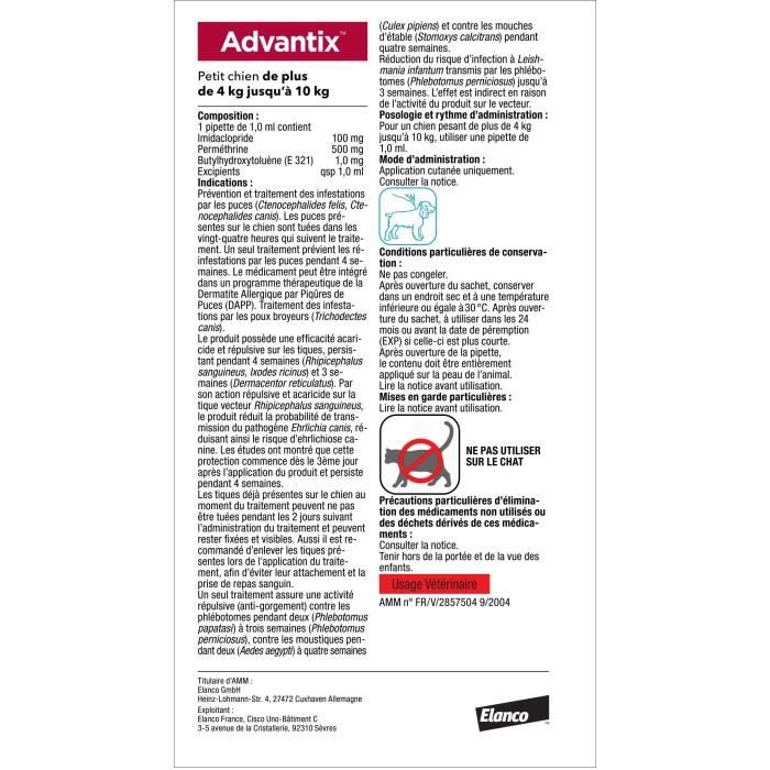 Pipette antiparassitarie ADVANTIX 6 - Per cani di piccola taglia da 4 a 10 kg