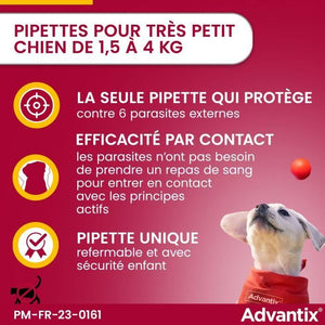 Pipette antiparassitarie ADVANTIX 6 - Per cani molto piccoli da 1,5 a 4 kg