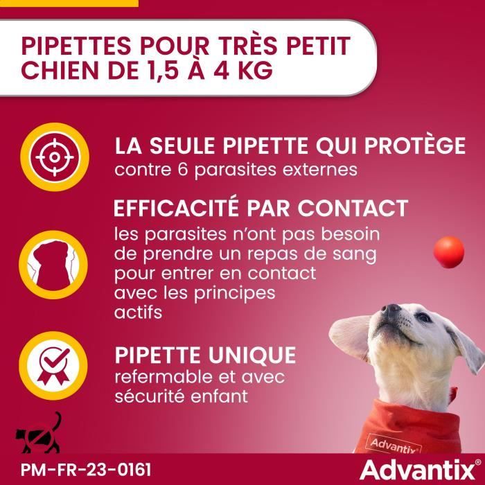 Pipette antiparassitarie ADVANTIX 6 - Per cani molto piccoli da 1,5 a 4 kg