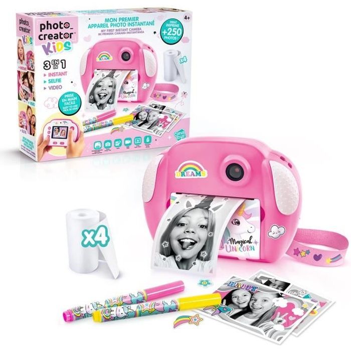PHOTO CREATOR - Fotocamera a stampa istantanea Junior - Tema Unicorno - CLK 013 - Canal Toys