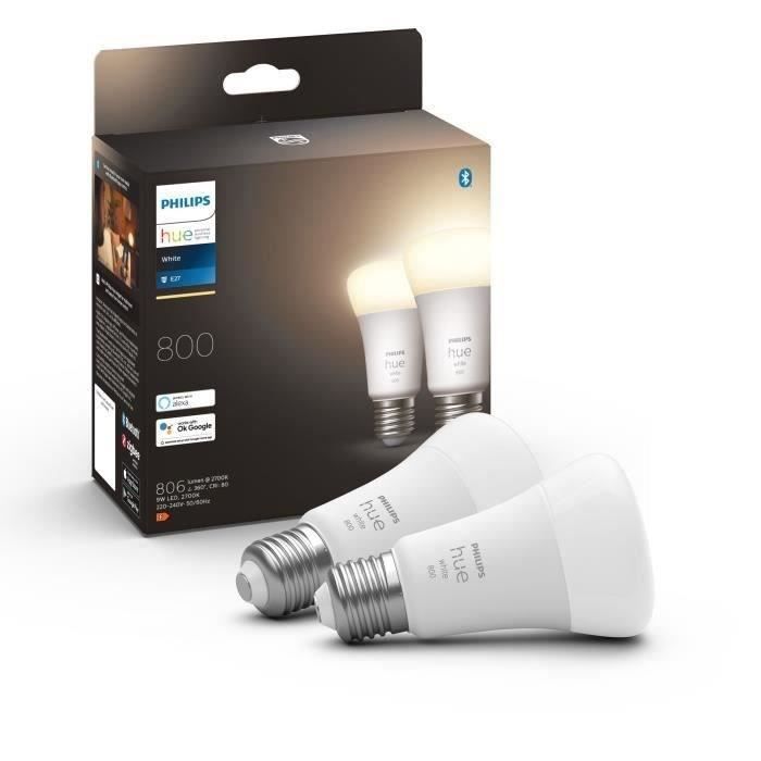 PHILIPS Hue White Smart LED lampadine E27 - Confezione da 2 . compatibile Bluetooth