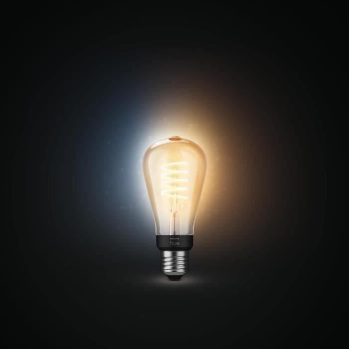 Philips Hue White Ambiance, E27 Filament ST64 Connected LED Bulb, Compatible Bluetooth, lavora con Alexa, Google e HomeKit