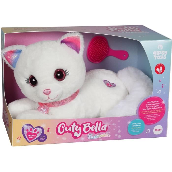 Peluche - Gipsy Toys - Gatto Cuty Bella Fashionista - 30 cm - Bianco Rosa