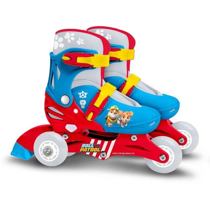Pattini in linea due in uno - PAW PATROL - PAT PATROUILLE - 3 Ruote - Tri skate e Roller in lino - Misura regolabile 27-30