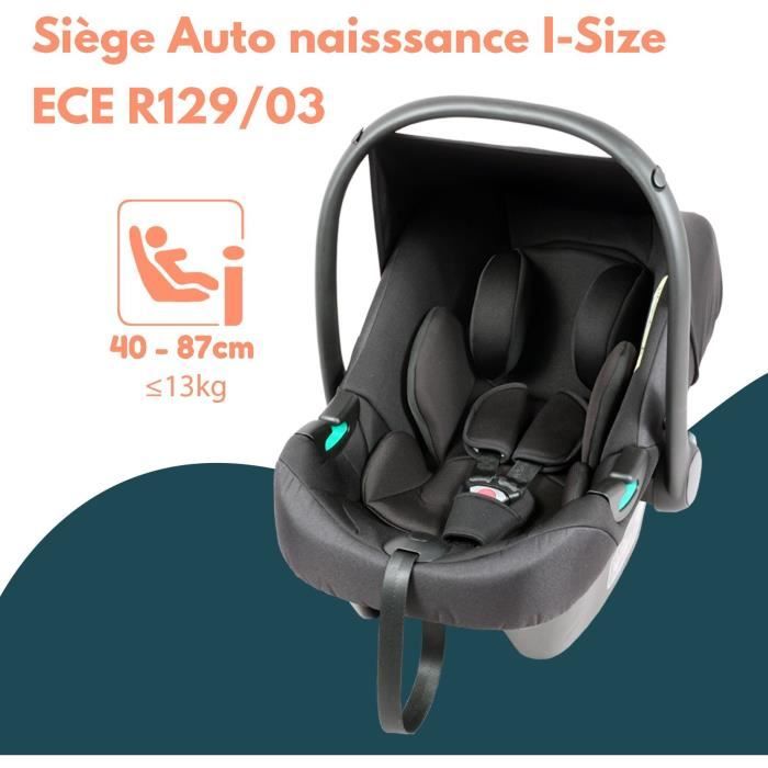 Passeggino gemellare doppio - BAMBISOL - Passeggino doppio combinato + Seggiolino auto I-size - 4 ruote - Nero