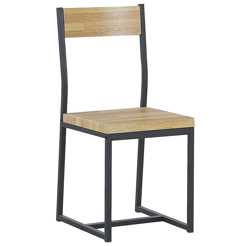 Set da pranzo Piano in legno chiaro Struttura in acciaio Nero Tavolo rettangolare 110 x 70 cm 4 posti con 2 sedie e panca