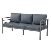 Divano da Giardino 3 Posti con Cuscini per Seduta e Schienale 185x66x64 cm in Alluminio Grigio