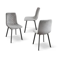 PAZZO DESIGN Sedia Arianna set da 4 sedie Grigio in velluto e gambe in metallo