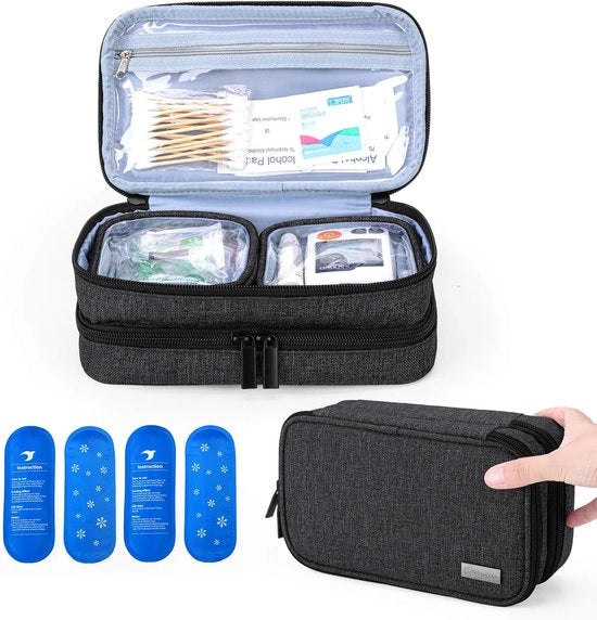 Tas a doppio strato per diabete - Organizzatore per viaggi - Nero