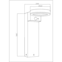 Paletto solare - GALIX - G4590B - Molto luminoso - Acciaio inox (opzione applique) con rilevatore - H50 cm - 1000 Lumen