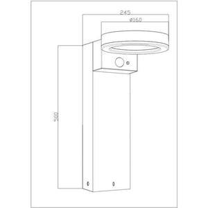 Paletto solare - GALIX - G4590B - Molto luminoso - Acciaio inox (opzione applique) con rilevatore - H50 cm - 1000 Lumen