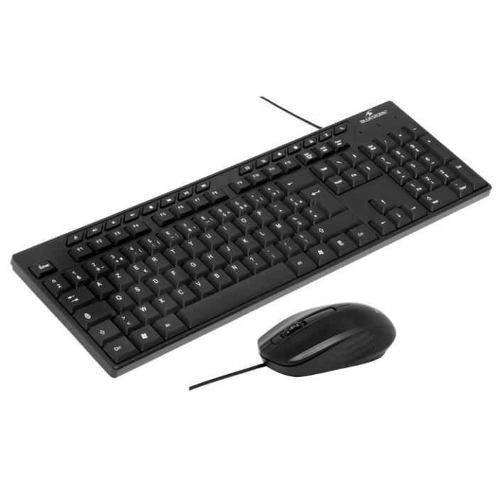 Pacchetto tastiera e mouse - BLUESTORK - MEDIA OFFICE - Cablato - Azerty - Compatibile con Windows - Nero