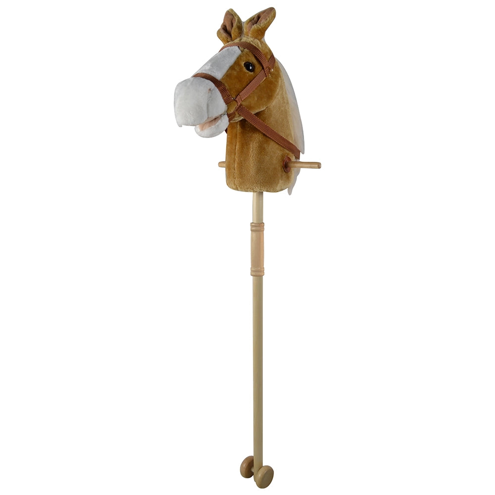 Cavallo Con Bastone per Bambini Asta Smontabile con Ruote e Suoni Marrone
