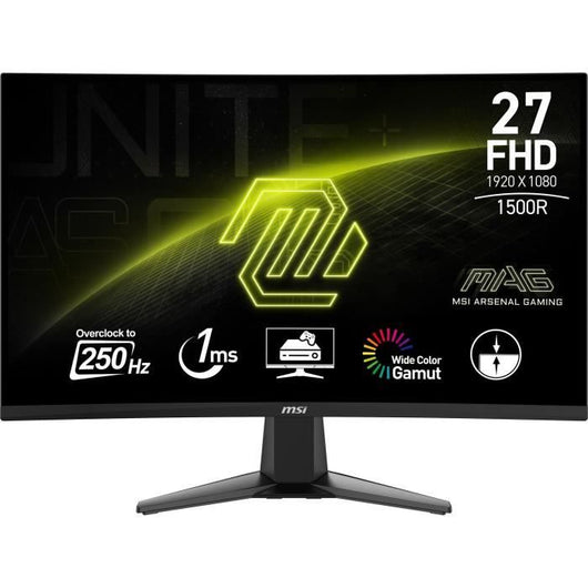 Monitor da gaming - MSI - 27'' curvo 1500R - QHD - 1ms - 250Hz - HDR Ready - Sincronizzazione adattiva - Compatibile VESA